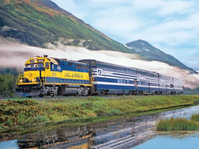 Princess Cruises' rail service gives tourists a look at Alaska's railroad history while passing through historical railroad towns such as Anchorage and Fairbanks.